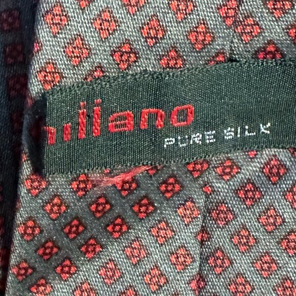 Milano Red Diamond Pattern Tie 100% Pure Silk Necktie Men's Classic - Picture 3 of 3